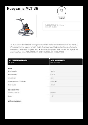 Rotationsglätter, handgeführt Husqvarna MCT 36