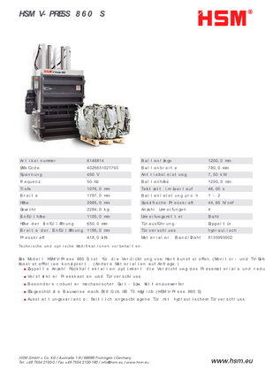 Abfallpressen HSM V-Press 860 S