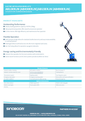 Gelenkarbeitsbühnen auf Rädern Sinoboom AB15ERJN