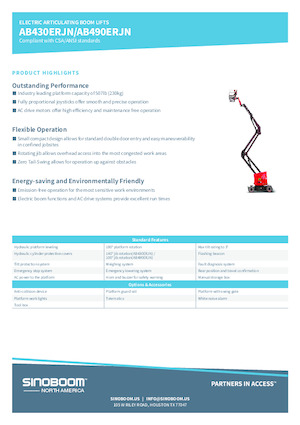 Gelenkarbeitsbühnen auf Rädern Sinoboom AB490ERJN