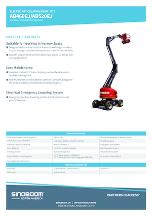 Gelenkarbeitsbühnen auf Rädern Sinoboom AB460EJ