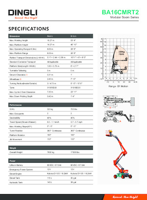Gelenkarbeitsbühnen auf Rädern Dingli BA16CMRT2