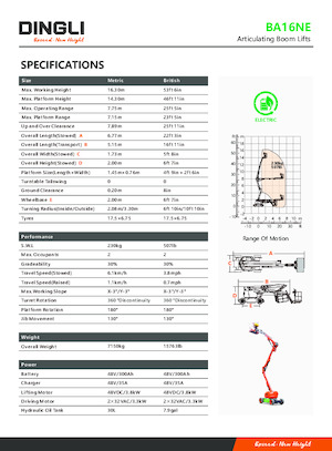 Gelenkarbeitsbühnen auf Rädern Dingli BA16NE