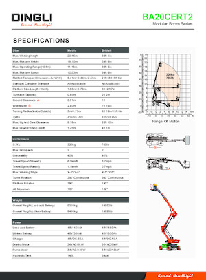 Gelenkarbeitsbühnen auf Rädern Dingli BA20CERT2