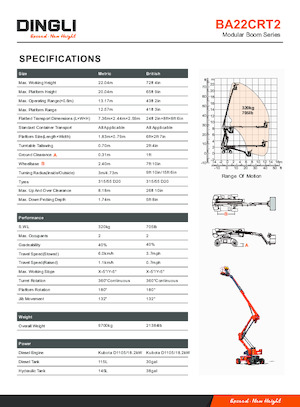 Gelenkarbeitsbühnen auf Rädern Dingli BA22CRT2