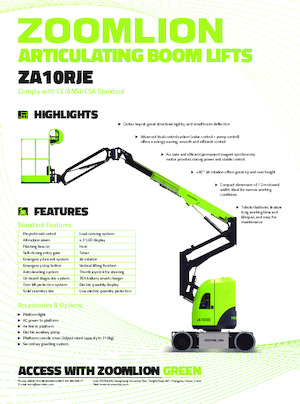 Gelenkarbeitsbühnen auf Rädern Zoomlion ZA10RJE