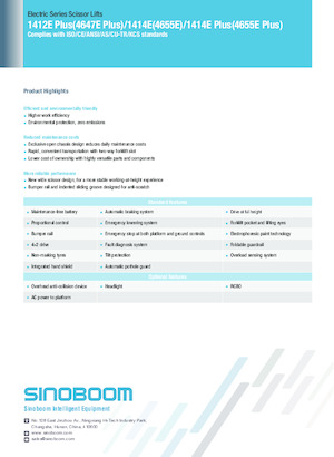 Scherenbühnen auf Rädern Sinoboom 1412E Plus 