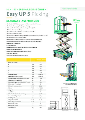 Scherenbühnen auf Rädern Imer Easy UP 5 Picking