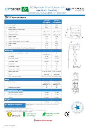 Scherenbühnen auf Rädern Sinoboom GN 1532
