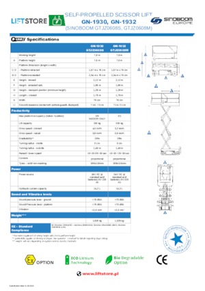 Scherenbühnen auf Rädern Sinoboom GN 1932