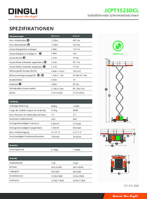 Scherenbühnen auf Rädern Dingli JCPT1523DCL