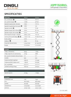 Scherenbühnen auf Rädern Dingli JCPT1523DCL