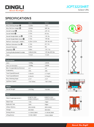 Scherenbühnen auf Rädern Dingli JCPT3225HRT