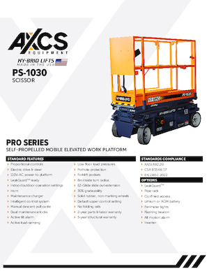 Scherenbühnen auf Rädern AXCS PS-1030 