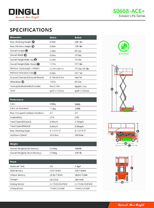 Scherenbühnen auf Rädern Dingli S0608-ACE+