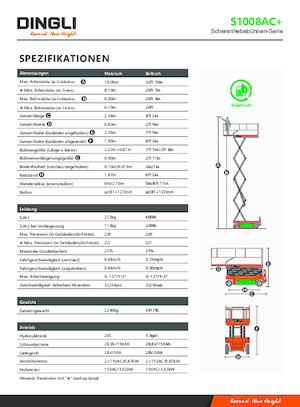 Scherenbühnen auf Rädern Dingli S1008AC+