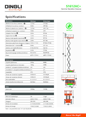 Scherenbühnen auf Rädern Dingli S1612AC+