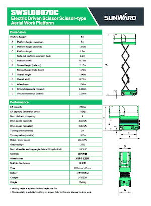 Scherenbühnen auf Rädern Sunward SWSL 0807 DC