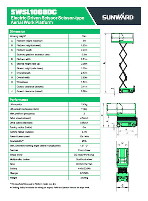 Scherenbühnen auf Rädern Sunward SWSL 1008 DC