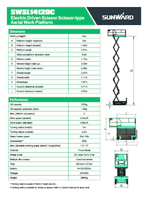 Scherenbühnen auf Rädern Sunward SWSL 1412 DC