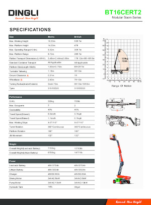 Teleskoparbeitsbühnen auf Rädern Dingli BT16CERT2