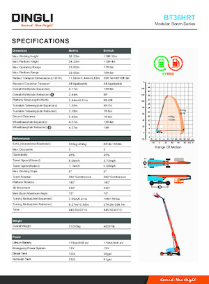 Teleskoparbeitsbühnen auf Rädern Dingli BT36HRT
