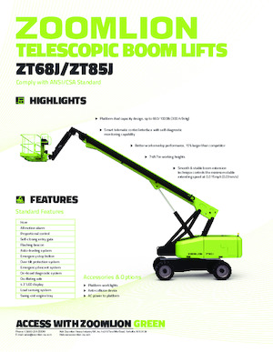 Teleskoparbeitsbühnen auf Rädern Zoomlion ZT85J