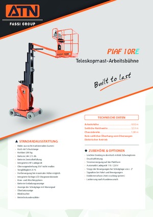 Senkrechtmast-Arbeitsbühnen ATN PIAF 10RE