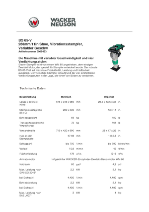 Stampfer, Benzin und Diesel Wacker Neuson BS 65 V 11